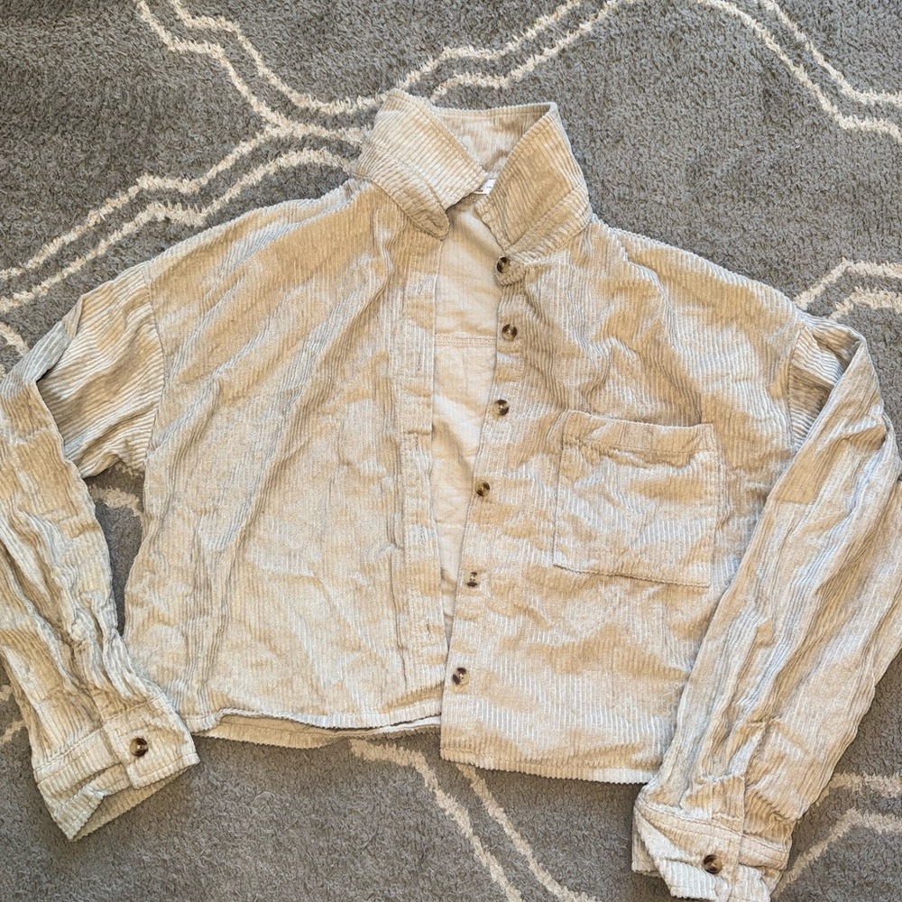 Ardene Cream Striped Crop Top
